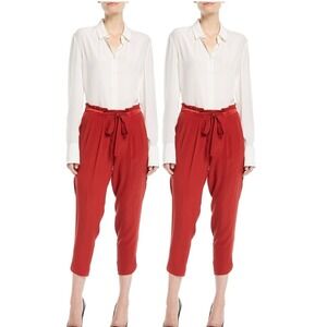 Ramy Brook New York‎ XS Red Paperbag Waist Pants Drawstring Casual